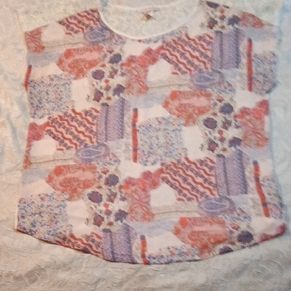 Claudia Richard Women's Floral Patchwork Blouse - Red, Blue, Purple